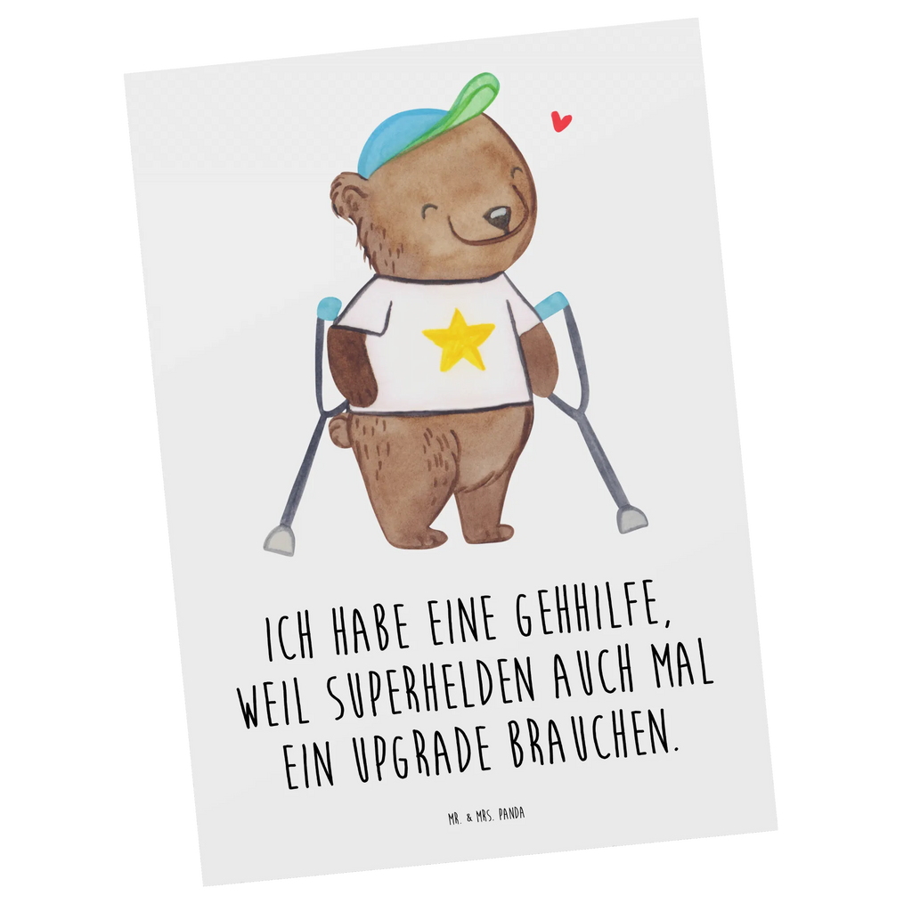 Postkarte Bär Gehhilfen Postkarte, Karte, Geschenkkarte, Grußkarte, Einladung, Ansichtskarte, Geburtstagskarte, Einladungskarte, Dankeskarte, Ansichtskarten, Einladung Geburtstag, Einladungskarten Geburtstag, Bär, Gehhilfe, Krücken