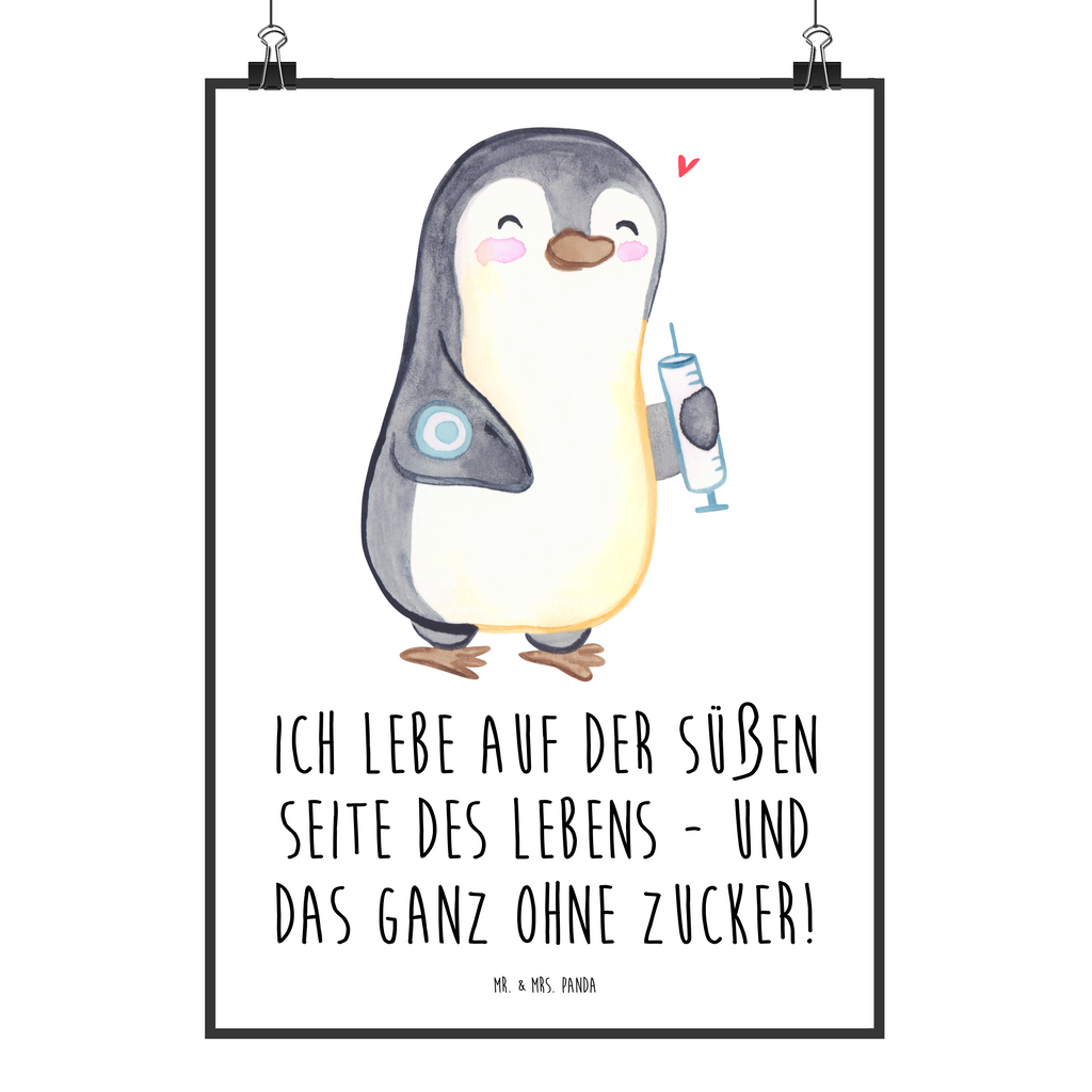 Poster Pinguin Diabetes Poster, Wandposter, Bild, Wanddeko, Küchenposter, Kinderposter, Wanddeko Bild, Raumdekoration, Wanddekoration, Handgemaltes Poster, Mr. & Mrs. Panda Poster, Designposter, Kunstdruck, Posterdruck, Pinguin, Diabetes, Diabetes Mellitus, Zuckerkrankheit