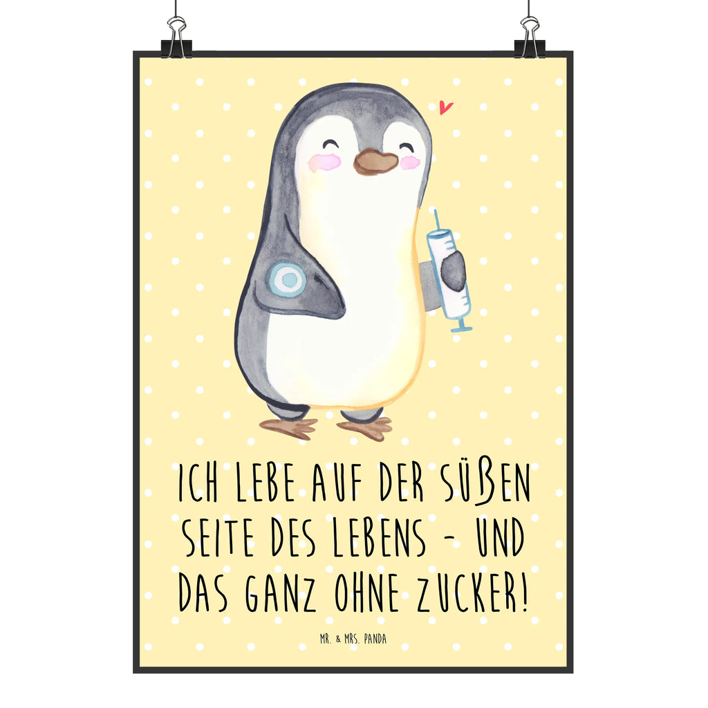 Poster Pinguin Diabetes Poster, Wandposter, Bild, Wanddeko, Küchenposter, Kinderposter, Wanddeko Bild, Raumdekoration, Wanddekoration, Handgemaltes Poster, Mr. & Mrs. Panda Poster, Designposter, Kunstdruck, Posterdruck, Pinguin, Diabetes, Diabetes Mellitus, Zuckerkrankheit