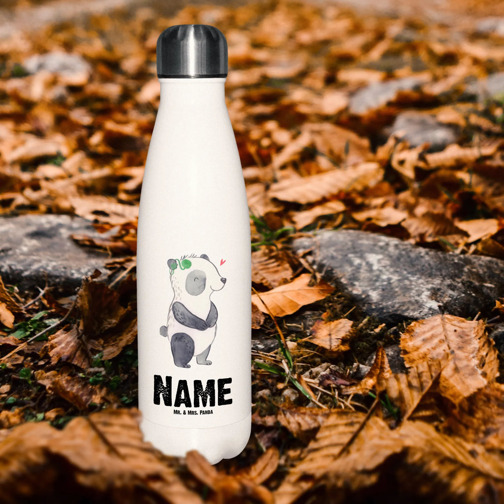 Personalisierte Thermosflasche Panda Gehörlos Personalisierte Isolierflasche, Personalisierte Thermoflasche, Personalisierte Trinkflasche, Trinkflasche Mit Namen, Wunschname, Bedrucken, Namensflasche, Panda, gehörlos, Cochlea Implantat, ertaubt