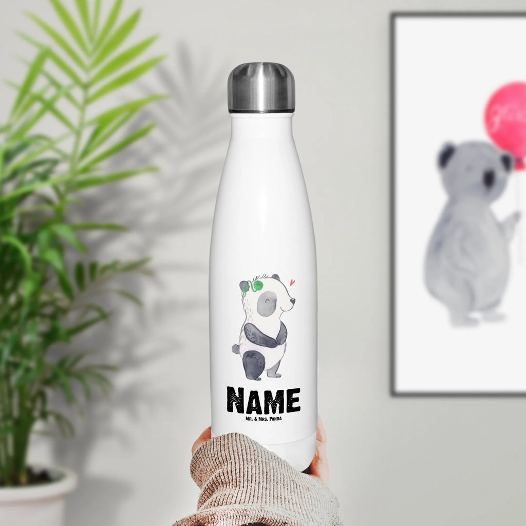 Personalisierte Thermosflasche Panda Gehörlos Personalisierte Isolierflasche, Personalisierte Thermoflasche, Personalisierte Trinkflasche, Trinkflasche Mit Namen, Wunschname, Bedrucken, Namensflasche, Panda, gehörlos, Cochlea Implantat, ertaubt