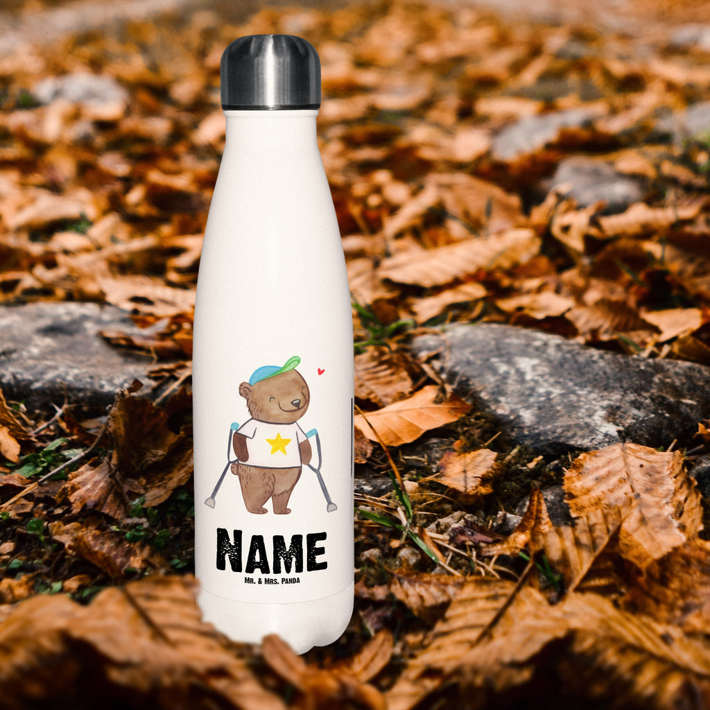 Personalisierte Thermosflasche Bär Gehhilfen Personalisierte Isolierflasche, Personalisierte Thermoflasche, Personalisierte Trinkflasche, Trinkflasche Mit Namen, Wunschname, Bedrucken, Namensflasche, Bär, Gehhilfe, Krücken