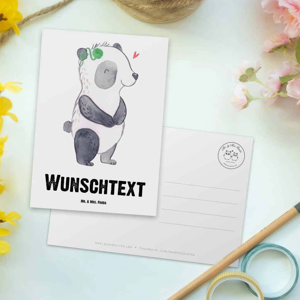 Personalisierte Postkarte Panda Gehörlos Postkarte mit Namen, Postkarte bedrucken, Postkarte mit Wunschtext, Postkarte personalisierbar, Geschenkkarte mit Namen, Grußkarte mit Namen, Karte mit Namen, Einladung mit Namen, Ansichtskarte mit Namen, Geschenkkarte mit Wunschtext, Grußkarte mit Wunschtext, Karte mit Wunschtext, Einladung mit Wunschtext, Ansichtskarte mit Wunschtext, Panda, gehörlos, Cochlea Implantat, ertaubt