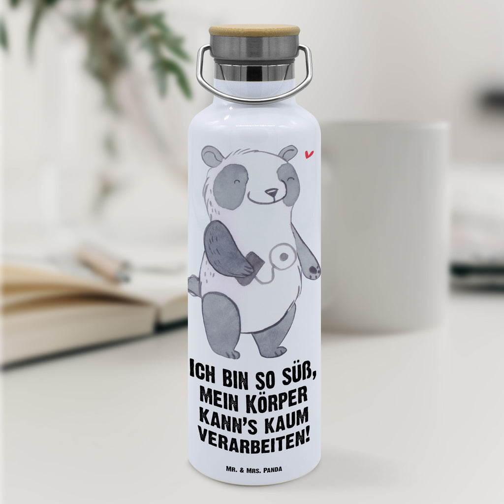 Trinkflasche Panda Insulinpumpe Thermosflasche, Isolierflasche, Edelstahl, Trinkflasche, isoliert, Wamrhaltefunktion, Sportflasche, Flasche zum Sport, Sportlerflasche, Panda, Diabetes, Diabetes mellitus, Insulinpumpe