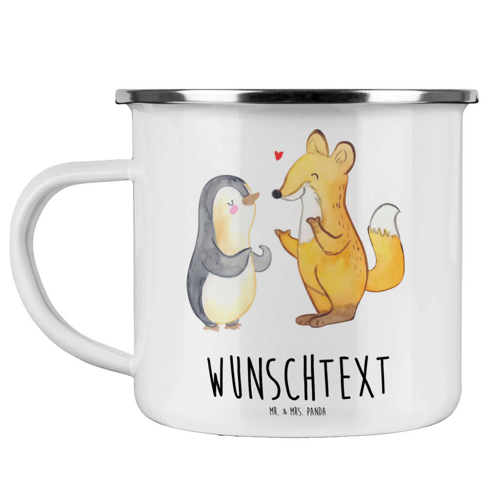 Personalisierte Emaille Tasse Fuchs & Pinguin gehörlos Emaille Tasse personalisiert, Emaille Tasse mit Namen, Campingtasse personalisiert, Namenstasse, Campingtasse bedrucken, Campinggeschirr personalsisert, tasse mit namen, personalisierte tassen, personalisierte tasse, tasse selbst gestalten, tasse bedrucken, tassen bedrucken, Gebärdensprache, gehörlos, Fuchs, Pinguin