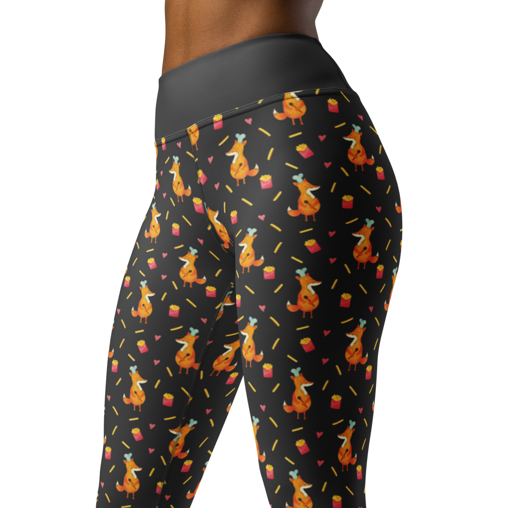 Yogahose Fuchs Pommes Muster Yogapants, Yogaleggings, Yogaleggins, Yogahose Damen, Yogahose, Frauen, Yogahose Mädchen, Yogahose Kinder, Yogahose Herren, Yogahose Männer, Fuchs Muster, Pommes Muster, Pommes, Fuchs, Pomes Frites