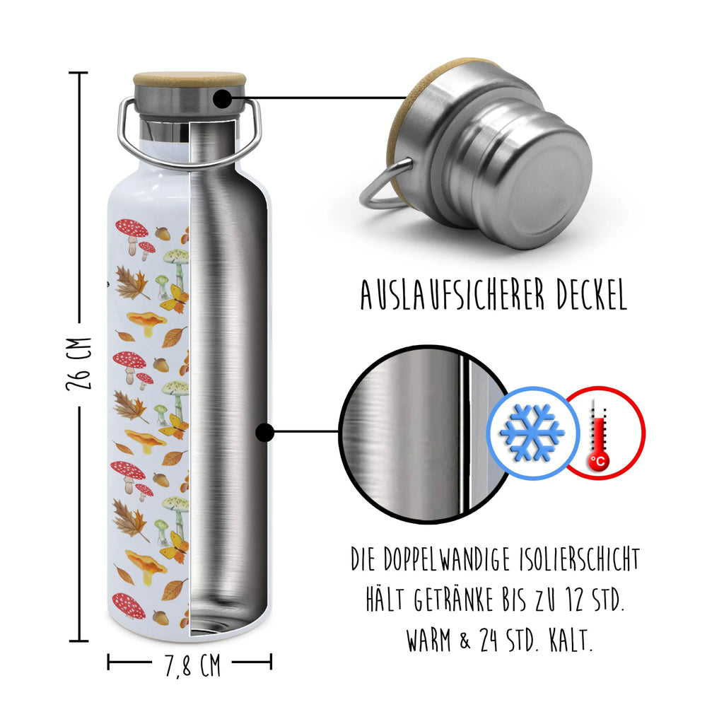 Trinkflasche Pilze Schmetterlinge Muster Thermosflasche, Isolierflasche, Edelstahl, Trinkflasche, isoliert, Wamrhaltefunktion, Sportflasche, Flasche zum Sport, Sportlerflasche, Pilz Muster, Schmetterling Muster, Schmetterlinge, Nachtfalter, Pilze