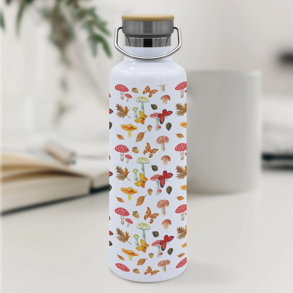 Trinkflasche Pilze Schmetterlinge Muster Thermosflasche, Isolierflasche, Edelstahl, Trinkflasche, isoliert, Wamrhaltefunktion, Sportflasche, Flasche zum Sport, Sportlerflasche, Pilz Muster, Schmetterling Muster, Schmetterlinge, Nachtfalter, Pilze