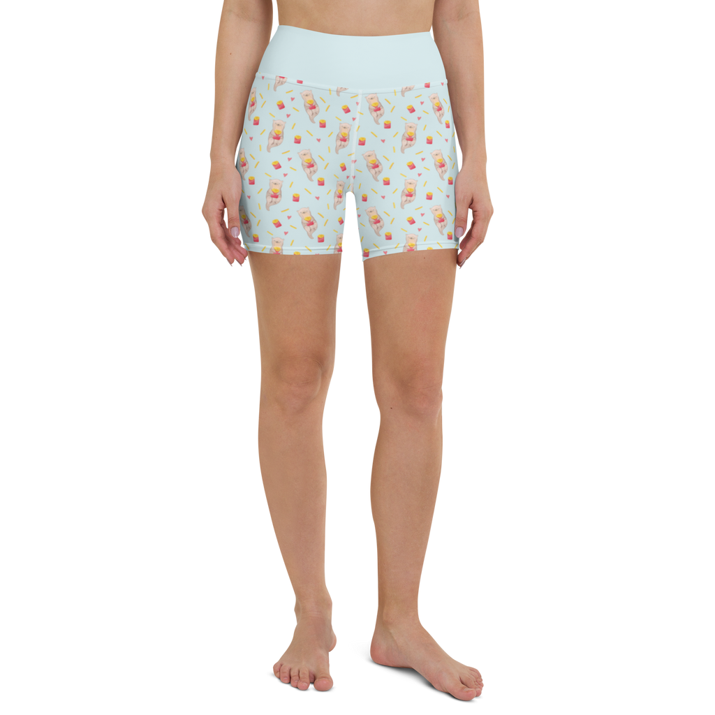 Yoga Shorts Otter Pommes Muster Yoga Shorts, Yogashorts, Sporthose, Sportshorts, Fitnesshose, Sportshorts Damen, Yoga Shorts Damen, Yogabekleidung, Sportbekleidung, Otter Muster, Pommes Muster, Otter, Pommes