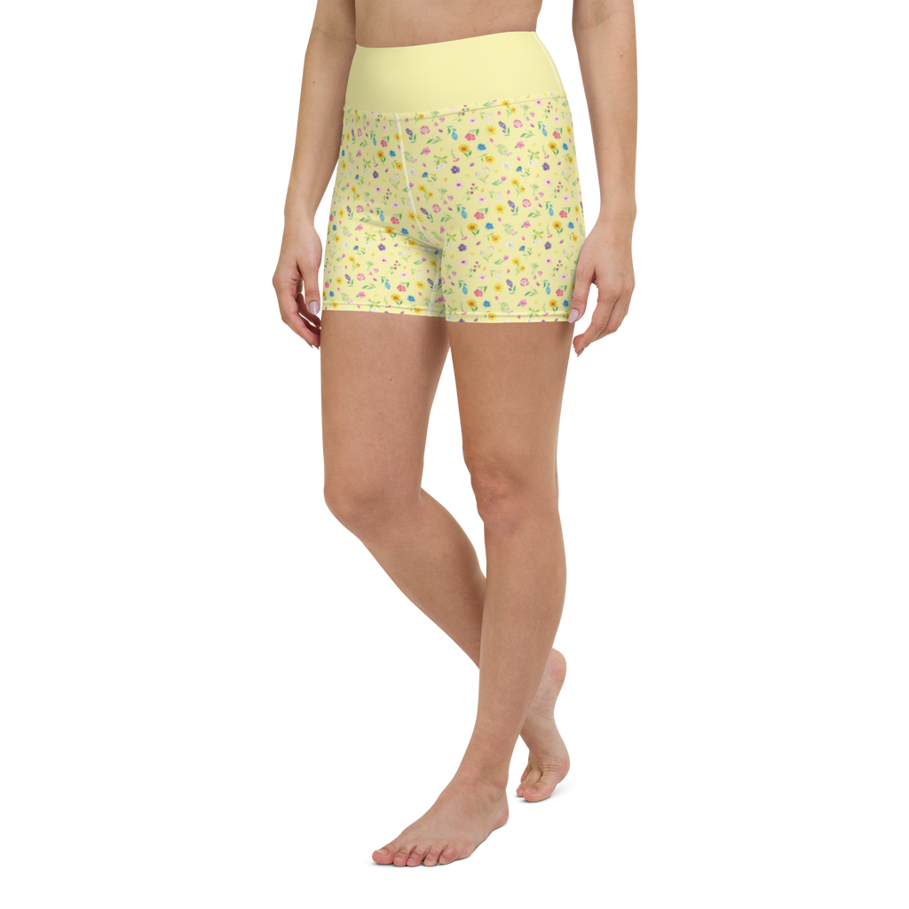 Yoga Shorts Bunte Blumenwiese Muster Yoga Shorts, Yogashorts, Sporthose, Sportshorts, Fitnesshose, Sportshorts Damen, Yoga Shorts Damen, Yogabekleidung, Sportbekleidung, Blumen Muster, Wildblumen Muster, Blumenwiese, Flower Power, Blumenmädchen