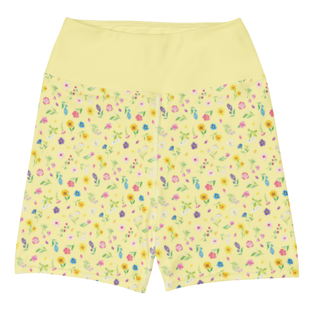 Yoga Shorts Bunte Blumenwiese Muster Yoga Shorts, Yogashorts, Sporthose, Sportshorts, Fitnesshose, Sportshorts Damen, Yoga Shorts Damen, Yogabekleidung, Sportbekleidung, Blumen Muster, Wildblumen Muster, Blumenwiese, Flower Power, Blumenmädchen