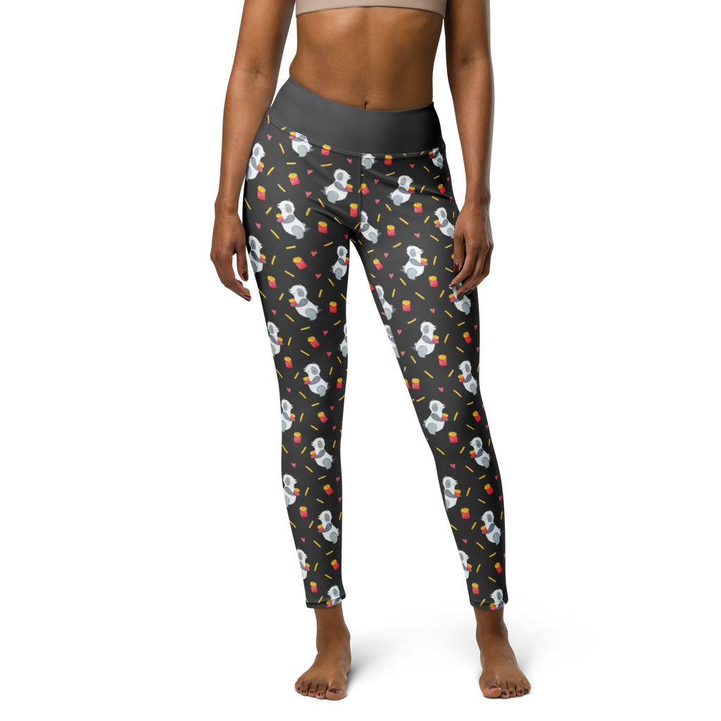 Yogahose Panda Pommes Muster Yogapants, Yogaleggings, Yogaleggins, Yogahose Damen, Yogahose, Frauen, Yogahose Mädchen, Yogahose Kinder, Yogahose Herren, Yogahose Männer, Panda Muster, Pommes Muster, Panda, Pommes