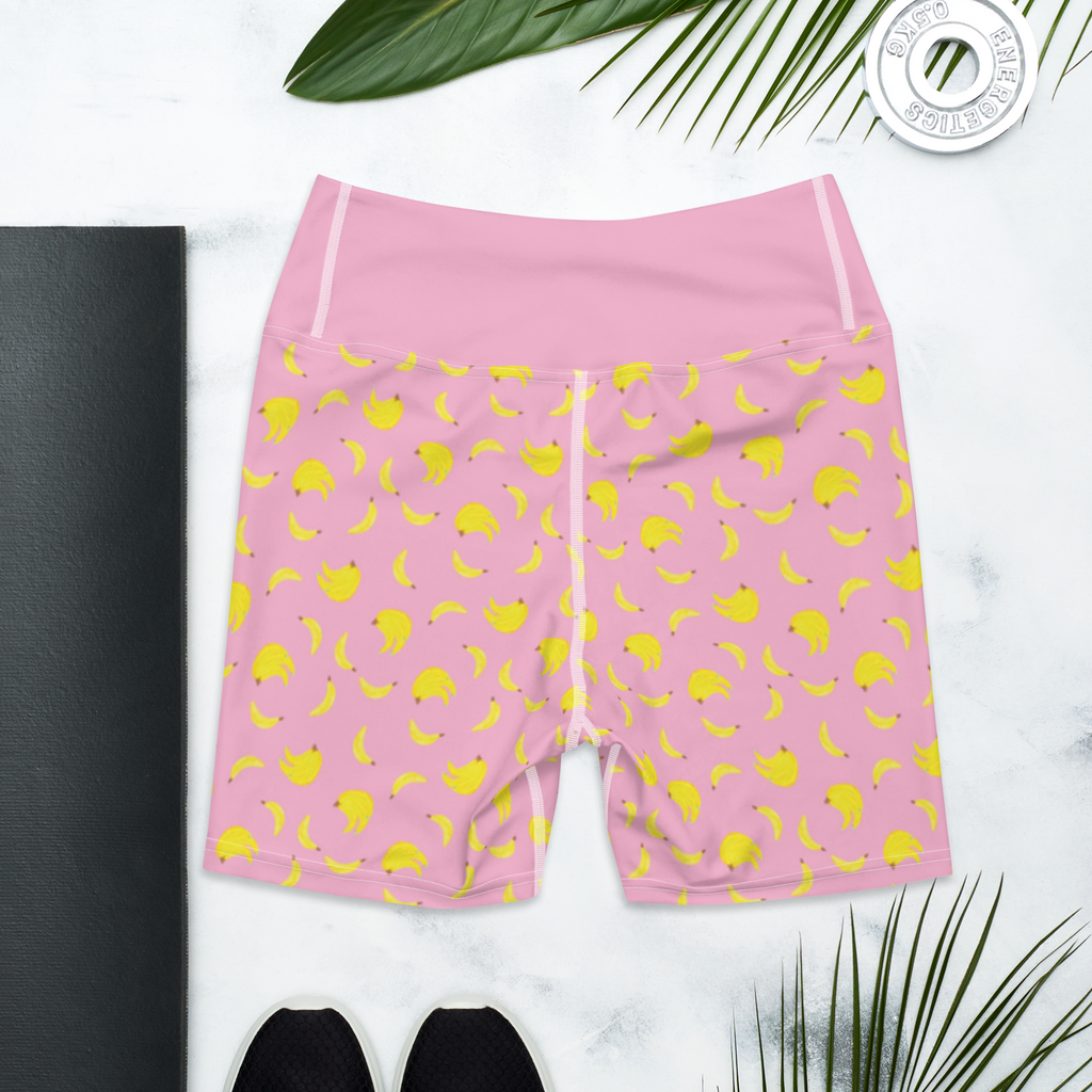 Yoga Shorts Bananen Staude Muster Yoga Shorts, Yogashorts, Sporthose, Sportshorts, Fitnesshose, Sportshorts Damen, Yoga Shorts Damen, Yogabekleidung, Sportbekleidung, Bananen Muster