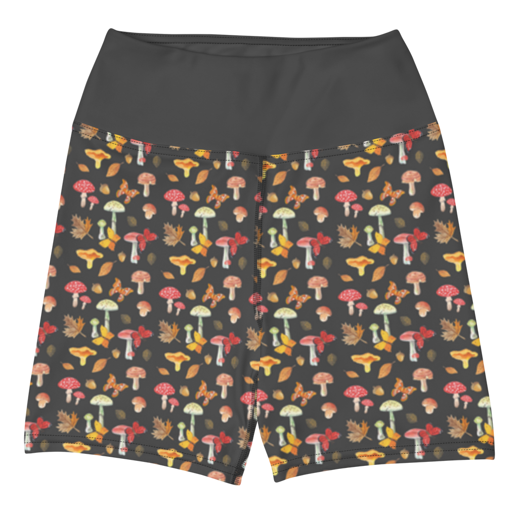 Yoga Shorts Pilze Schmetterlinge Muster Yoga Shorts, Yogashorts, Sporthose, Sportshorts, Fitnesshose, Sportshorts Damen, Yoga Shorts Damen, Yogabekleidung, Sportbekleidung, Pilz Muster, Schmetterling Muster, Schmetterlinge, Nachtfalter, Pilze