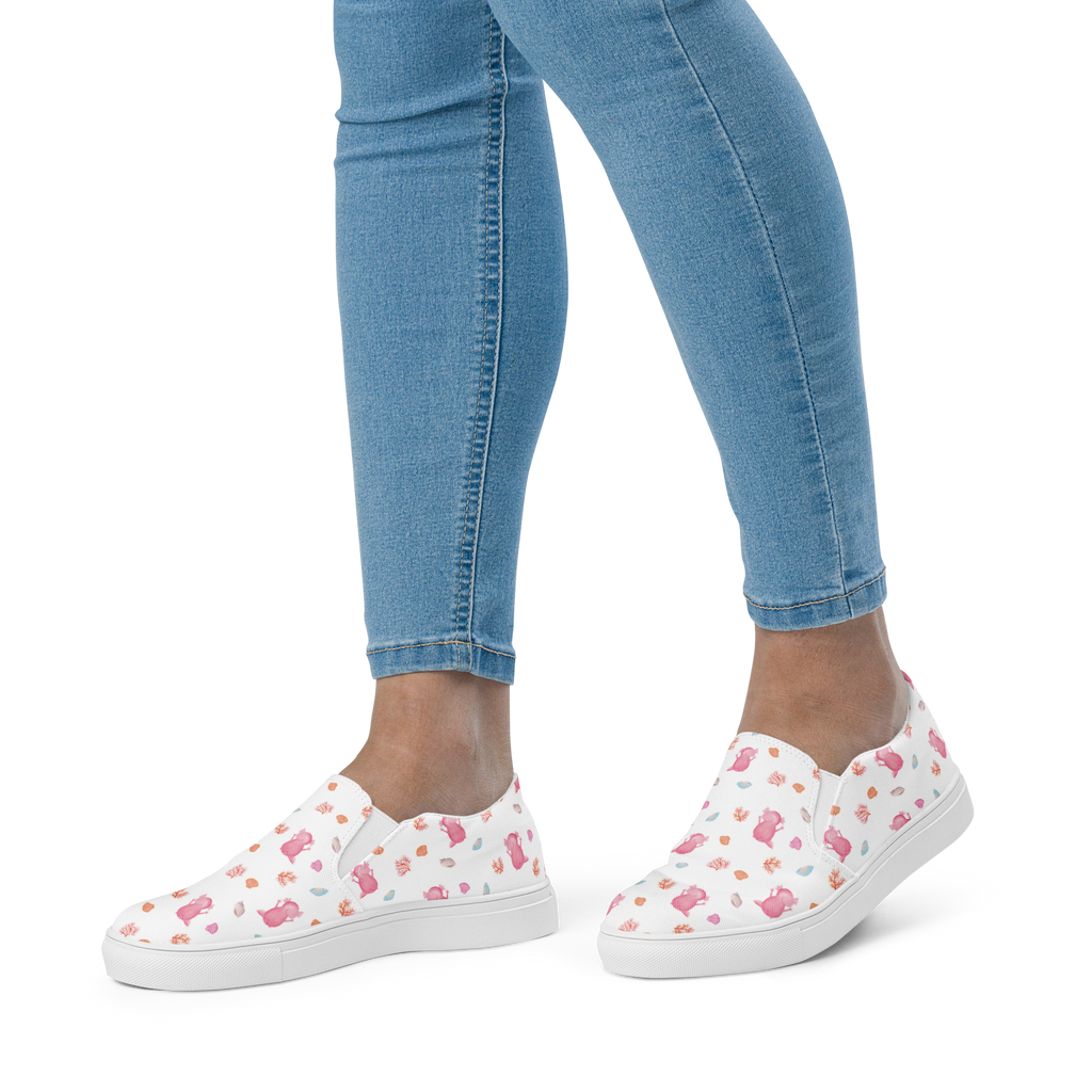 Damen Slipper Axolotl Hurra Muster Mokassins, Slipper Damen, Mokassins Damen, Mokassin Damen, Damen Slipper, Schlupfschuhe Damen, Damen Mokassins, Axolotl, Molch, Axolot, Schwanzlurch, Lurch, Lurche, fröhlich, Spaß, Freude, Motivation, Zufriedenheit