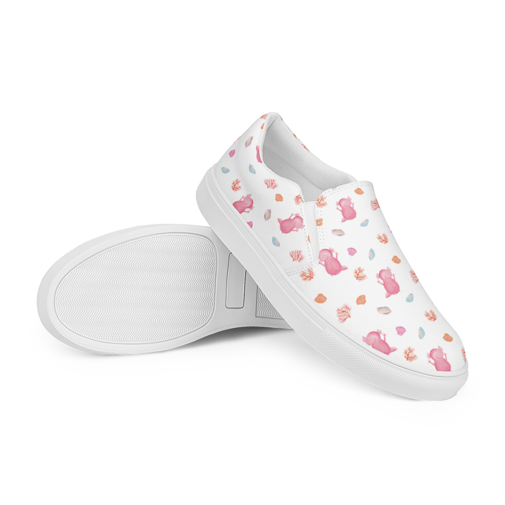 Damen Slipper Axolotl Hurra Muster Mokassins, Slipper Damen, Mokassins Damen, Mokassin Damen, Damen Slipper, Schlupfschuhe Damen, Damen Mokassins, Axolotl, Molch, Axolot, Schwanzlurch, Lurch, Lurche, fröhlich, Spaß, Freude, Motivation, Zufriedenheit