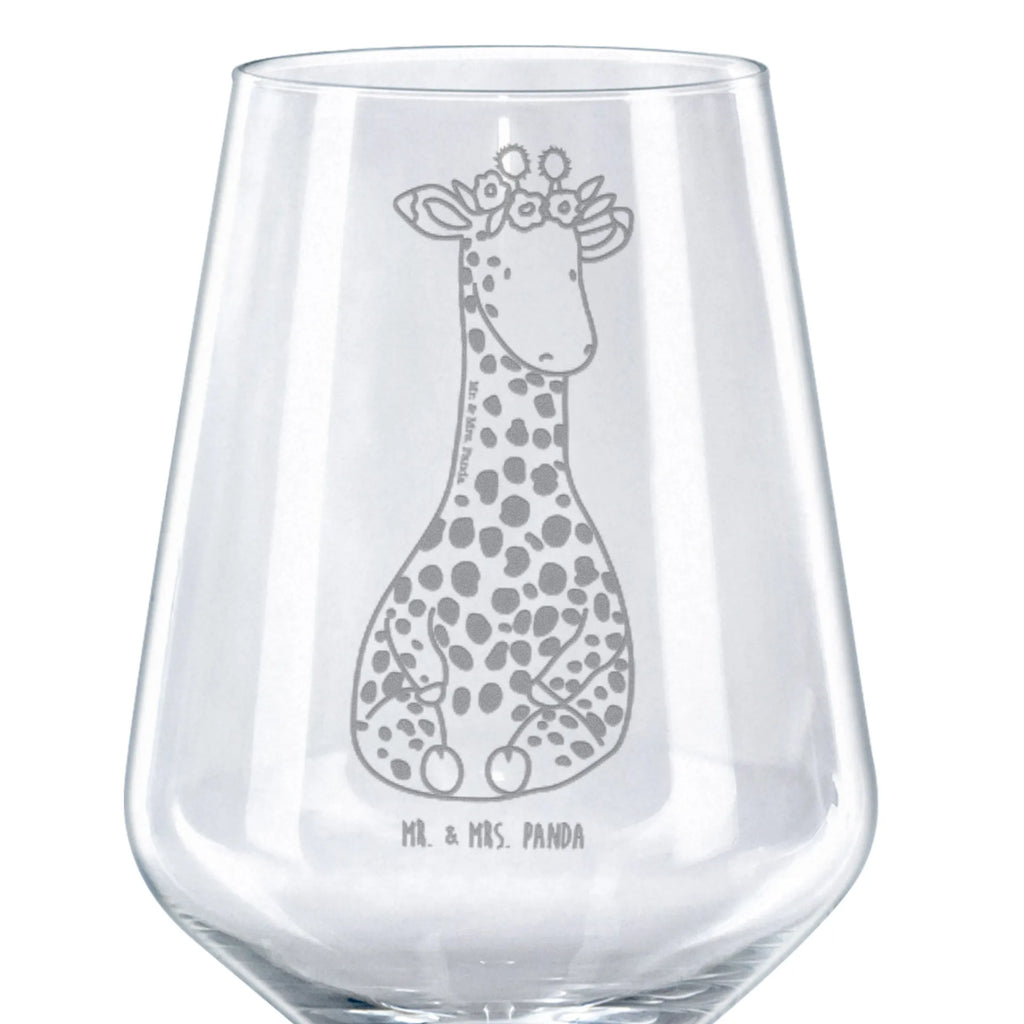 Rotwein Glas Giraffe Blumenkranz Rotweinglas, Weinglas, Rotwein Glas, Weinglas mit Gravur, Geschenk für Weinliebhaber, Spülmaschinenfeste Weingläser, Hochwertige Weinaccessoires, Afrika, Wildtiere, Giraffe, Blumenkranz, Abenteurer, Selbstliebe, Freundin