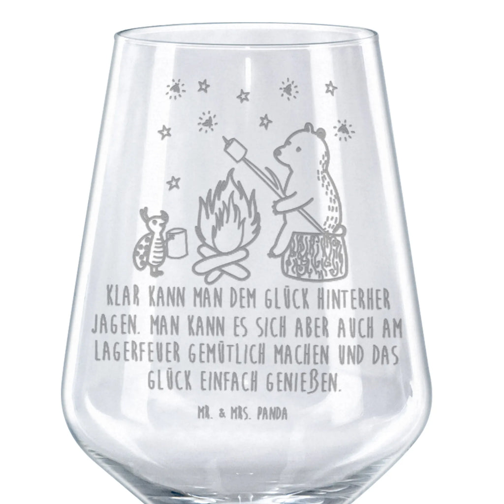 Rotwein Glas Bär & Marienkäfer Lagerfeuer Rotweinglas, Weinglas, Rotwein Glas, Weinglas mit Gravur, Geschenk für Weinliebhaber, Spülmaschinenfeste Weingläser, Hochwertige Weinaccessoires, Bär, Teddy, Teddybär, Lagerfeuer