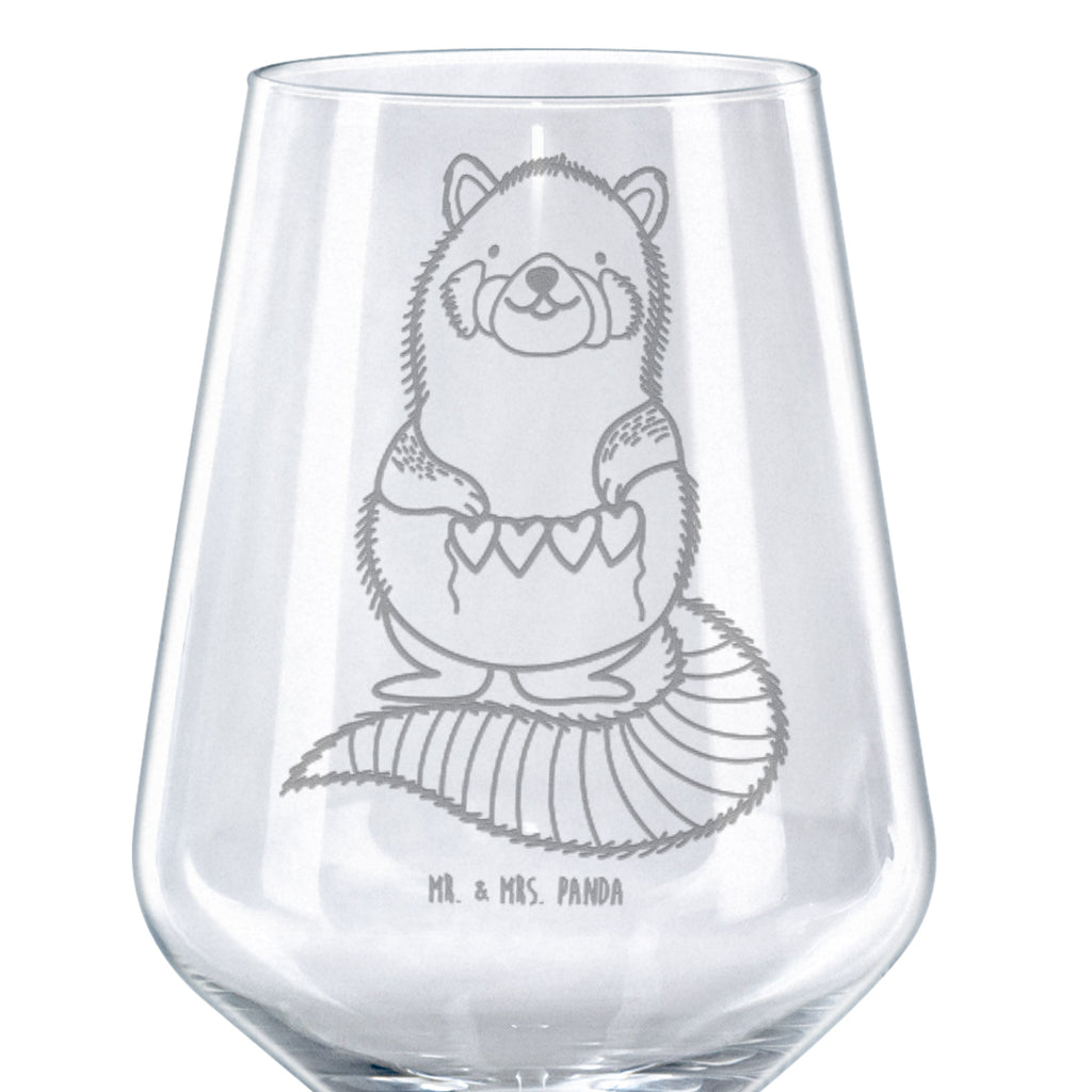 Rotwein Glas Roter Panda Rotweinglas, Weinglas, Rotwein Glas, Weinglas mit Gravur, Geschenk für Weinliebhaber, Spülmaschinenfeste Weingläser, Hochwertige Weinaccessoires, Tiermotive, Gute Laune, lustige Sprüche, Tiere, Panda, Liebe, Rot, Herz, Liebling, Lieblingsmensch