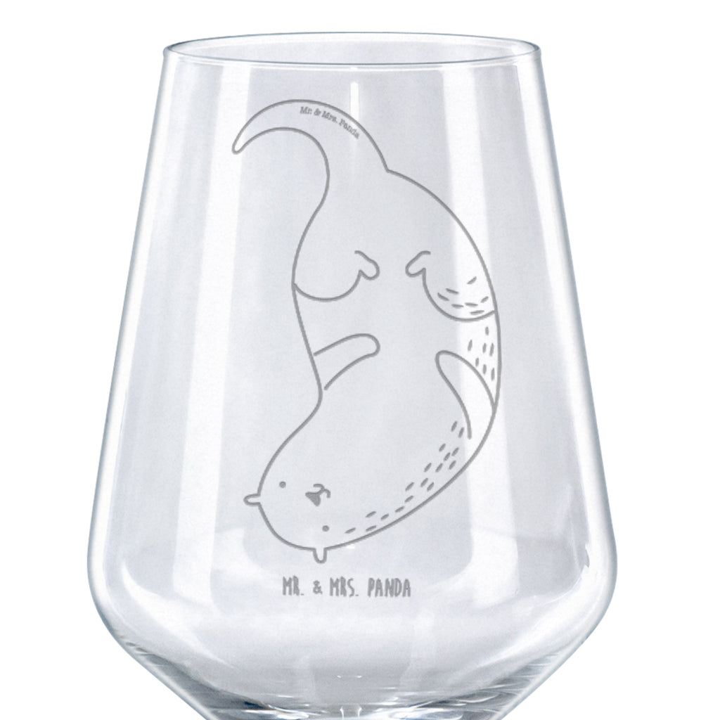 Rotwein Glas Otter kopfüber Rotweinglas, Weinglas, Rotwein Glas, Weinglas mit Gravur, Geschenk für Weinliebhaber, Spülmaschinenfeste Weingläser, Hochwertige Weinaccessoires, Otter, Fischotter, Seeotter, Otter Seeotter See Otter