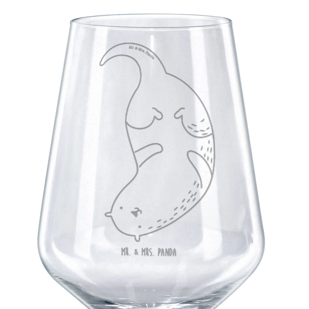 Rotwein Glas Otter kopfüber Rotweinglas, Weinglas, Rotwein Glas, Weinglas mit Gravur, Geschenk für Weinliebhaber, Spülmaschinenfeste Weingläser, Hochwertige Weinaccessoires, Otter, Fischotter, Seeotter, Otter Seeotter See Otter