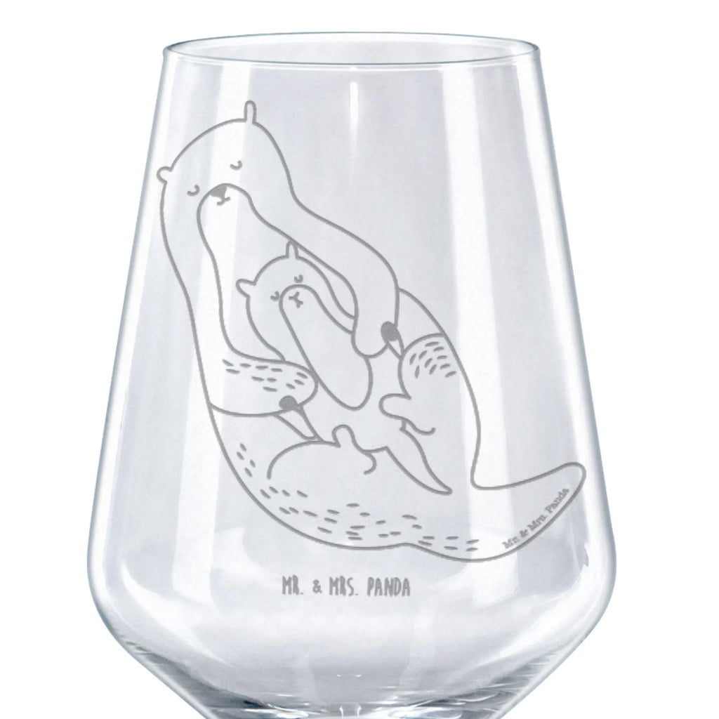 Rotwein Glas Otter mit Kind Rotweinglas, Weinglas, Rotwein Glas, Weinglas mit Gravur, Geschenk für Weinliebhaber, Spülmaschinenfeste Weingläser, Hochwertige Weinaccessoires, Otter, Fischotter, Seeotter, Otter Seeotter See Otter