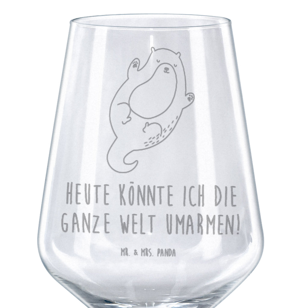 Rotwein Glas Otter Umarmen Rotweinglas, Weinglas, Rotwein Glas, Weinglas mit Gravur, Geschenk für Weinliebhaber, Spülmaschinenfeste Weingläser, Hochwertige Weinaccessoires, Otter, Fischotter, Seeotter, Otter Seeotter See Otter