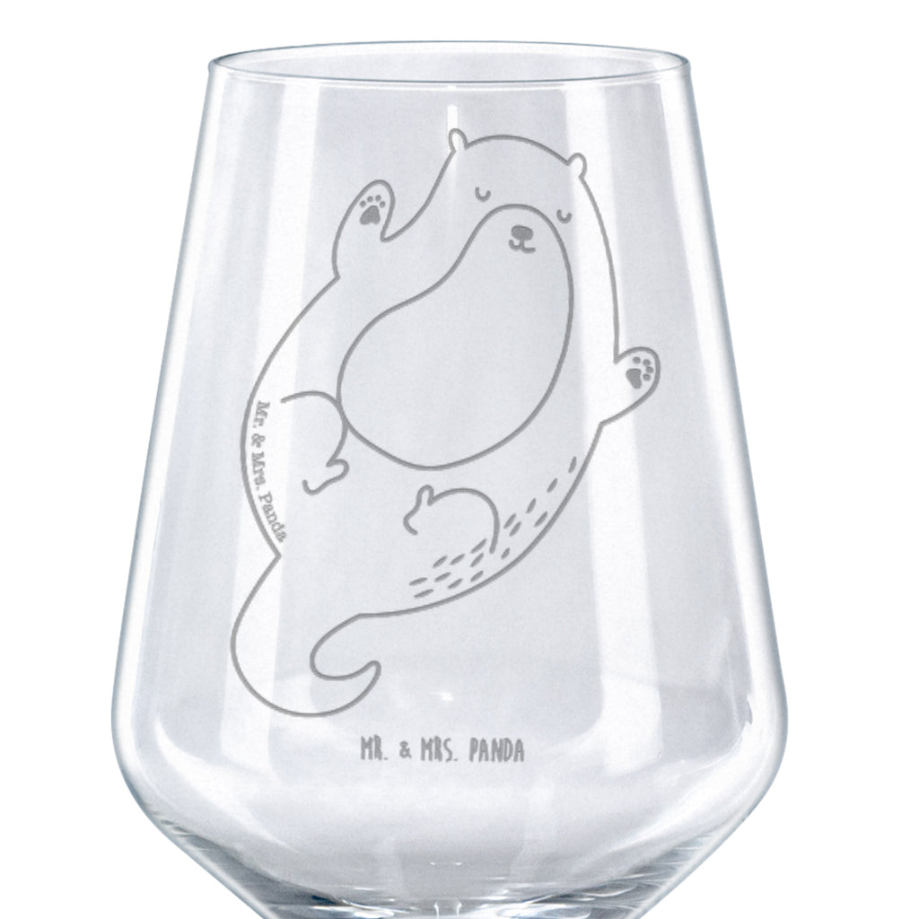 Rotwein Glas Otter Umarmen Rotweinglas, Weinglas, Rotwein Glas, Weinglas mit Gravur, Geschenk für Weinliebhaber, Spülmaschinenfeste Weingläser, Hochwertige Weinaccessoires, Otter, Fischotter, Seeotter, Otter Seeotter See Otter