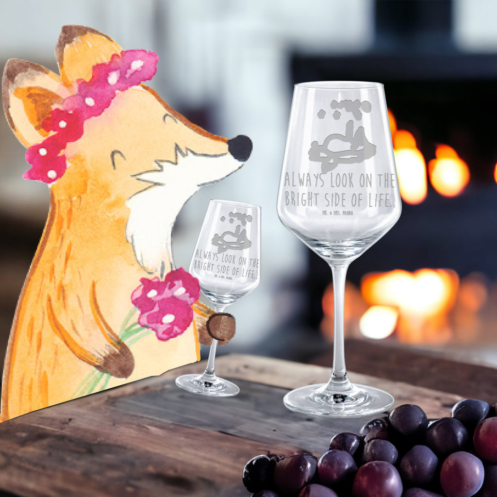 Rotwein Glas Fuchs Sterne Rotweinglas, Weinglas, Rotwein Glas, Weinglas mit Gravur, Geschenk für Weinliebhaber, Spülmaschinenfeste Weingläser, Hochwertige Weinaccessoires, Fuchs, Füchse, tröstende Worte, Spruch positiv, Spruch schön, Romantik, Always Look on the Bright Side of Life