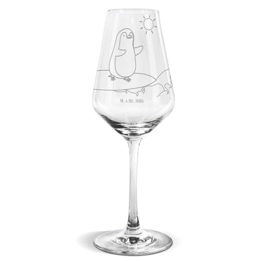 Weißwein Glas Pinguin Surfer Weißweinglas, Weinglas, Weißwein Glas, Weinglas mit Gravur, Geschenk für Weinliebhaber, Spülmaschinenfeste Weingläser, Hochwertige Weinaccessoires, Pinguin, Pinguine, surfen, Surfer, Hawaii, Urlaub, Wellen, Wellen reiten, Portugal