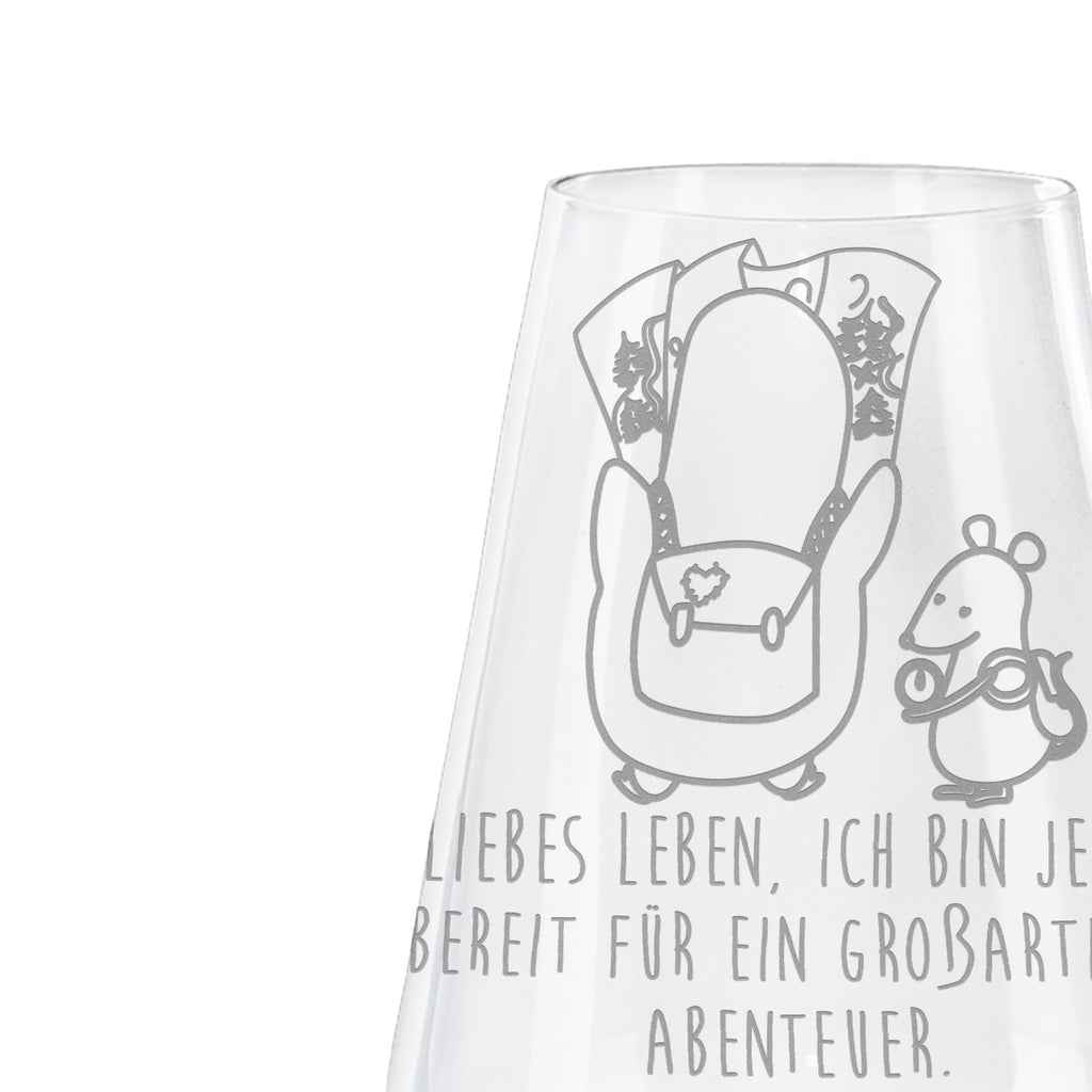 Weißwein Glas Pinguin & Maus Wanderer Weißweinglas, Weinglas, Weißwein Glas, Weinglas mit Gravur, Geschenk für Weinliebhaber, Spülmaschinenfeste Weingläser, Hochwertige Weinaccessoires, Pinguin, Pinguine, Abenteurer, Abenteuer, Roadtrip, Ausflug, Wanderlust, wandern