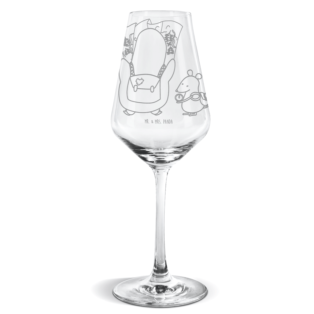 Weißwein Glas Pinguin & Maus Wanderer Weißweinglas, Weinglas, Weißwein Glas, Weinglas mit Gravur, Geschenk für Weinliebhaber, Spülmaschinenfeste Weingläser, Hochwertige Weinaccessoires, Pinguin, Pinguine, Abenteurer, Abenteuer, Roadtrip, Ausflug, Wanderlust, wandern