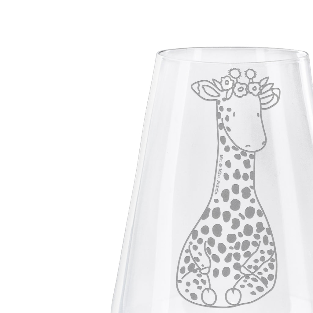 Weißwein Glas Giraffe Blumenkranz Weißweinglas, Weinglas, Weißwein Glas, Weinglas mit Gravur, Geschenk für Weinliebhaber, Spülmaschinenfeste Weingläser, Hochwertige Weinaccessoires, Afrika, Wildtiere, Giraffe, Blumenkranz, Abenteurer, Selbstliebe, Freundin