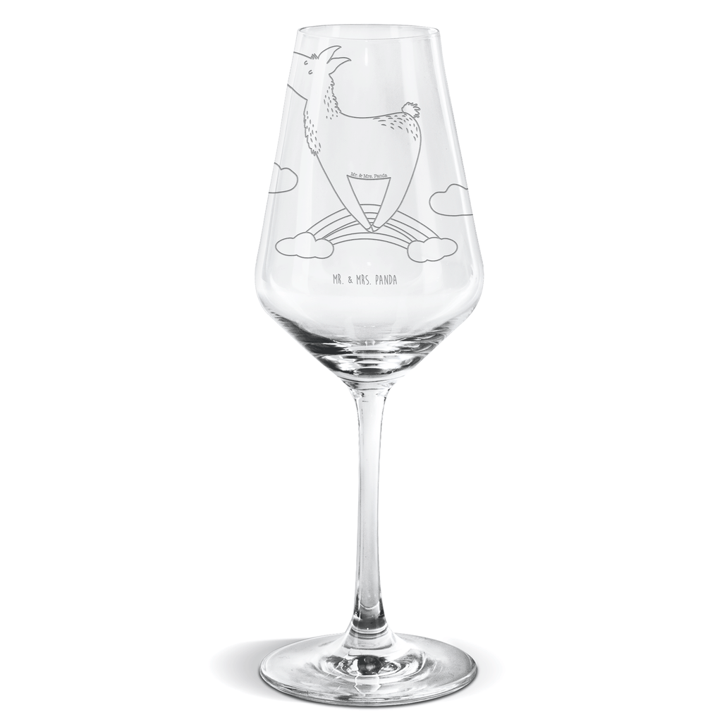 Weißwein Glas Lama Regenbogen Weißweinglas, Weinglas, Weißwein Glas, Weinglas mit Gravur, Geschenk für Weinliebhaber, Spülmaschinenfeste Weingläser, Hochwertige Weinaccessoires, Lama, Alpaka, Lamas, Regenbogen, Haters gonna hate, Haters, Selbstständig, Außenseiter, Schule, Abi, Hobby, Wolkenland, Freiheit