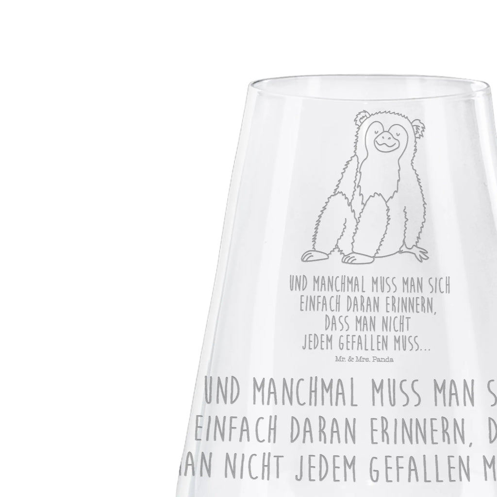 Weißwein Glas Affe Weißweinglas, Weinglas, Weißwein Glas, Weinglas mit Gravur, Geschenk für Weinliebhaber, Spülmaschinenfeste Weingläser, Hochwertige Weinaccessoires, Afrika, Wildtiere, Affe, Äffchen, Affen, Selbstliebe, Respekt, Motivation, Selbstachtung, Liebe, Selbstbewusstsein, Selfcare