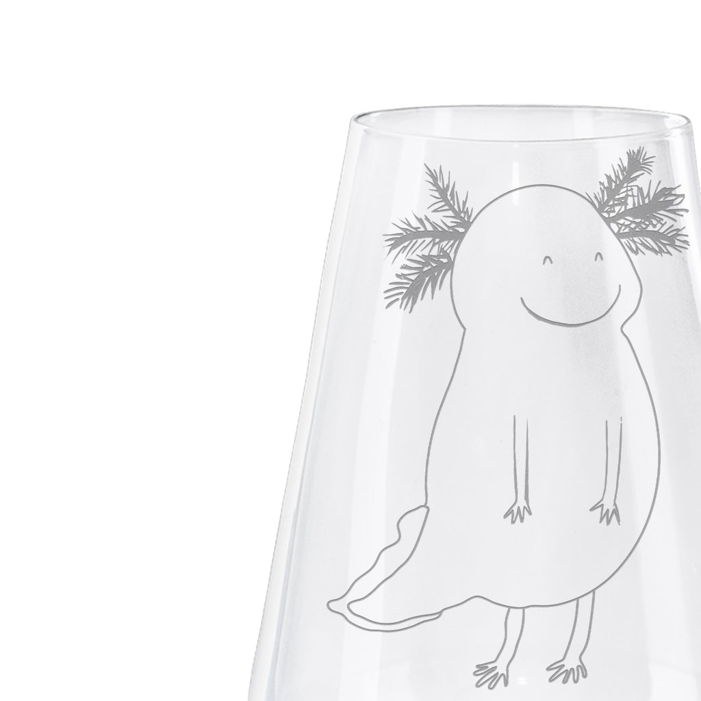 Weißwein Glas Axolotl glücklich Weißweinglas, Weinglas, Weißwein Glas, Weinglas mit Gravur, Geschenk für Weinliebhaber, Spülmaschinenfeste Weingläser, Hochwertige Weinaccessoires, Axolotl, Molch, Axolot, Schwanzlurch, Lurch, Lurche, Motivation, gute Laune