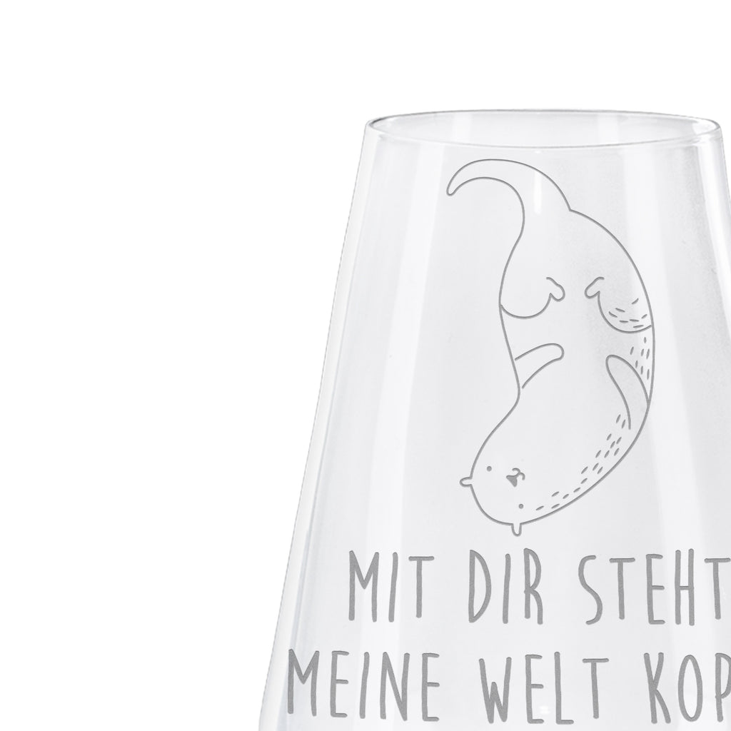 Weißwein Glas Otter kopfüber Weißweinglas, Weinglas, Weißwein Glas, Weinglas mit Gravur, Geschenk für Weinliebhaber, Spülmaschinenfeste Weingläser, Hochwertige Weinaccessoires, Otter, Fischotter, Seeotter, Otter Seeotter See Otter