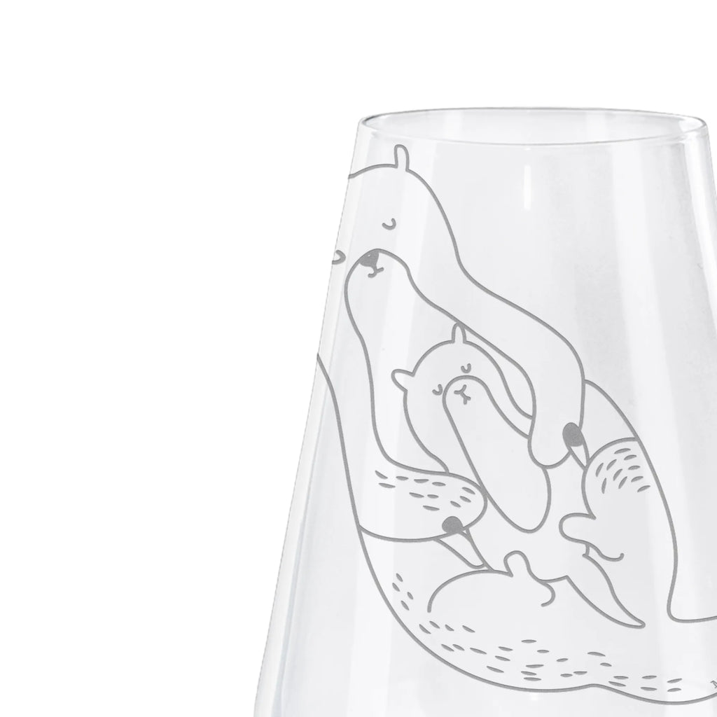 Weißwein Glas Otter mit Kind Weißweinglas, Weinglas, Weißwein Glas, Weinglas mit Gravur, Geschenk für Weinliebhaber, Spülmaschinenfeste Weingläser, Hochwertige Weinaccessoires, Otter, Fischotter, Seeotter, Otter Seeotter See Otter