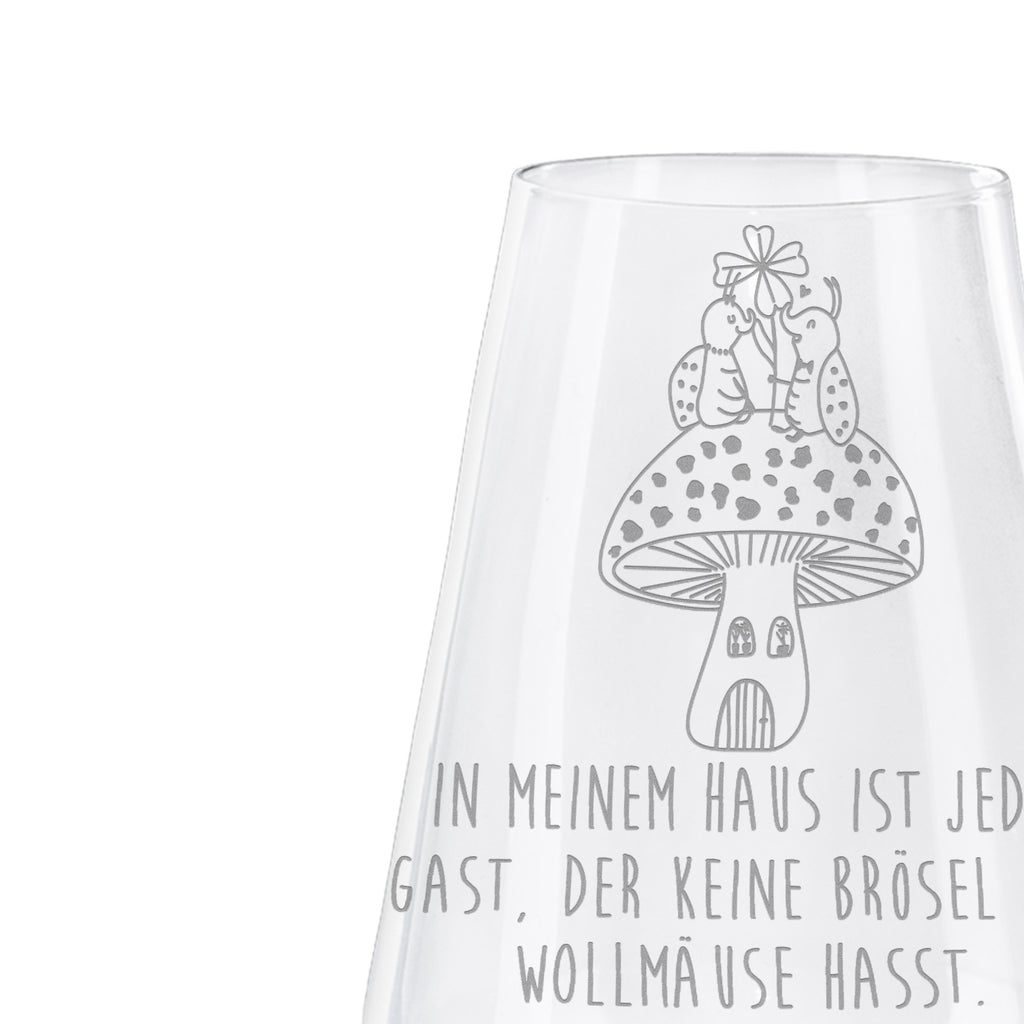 Weißwein Glas Marienkäfer Paar Fliegenpilz Weißweinglas, Weinglas, Weißwein Glas, Weinglas mit Gravur, Geschenk für Weinliebhaber, Spülmaschinenfeste Weingläser, Hochwertige Weinaccessoires, Tiermotive, Gute Laune, lustige Sprüche, Tiere, Haus, Wohnung, zuhause, Fliegenpilz, Marienkäfer, Fleigenpilzhaus