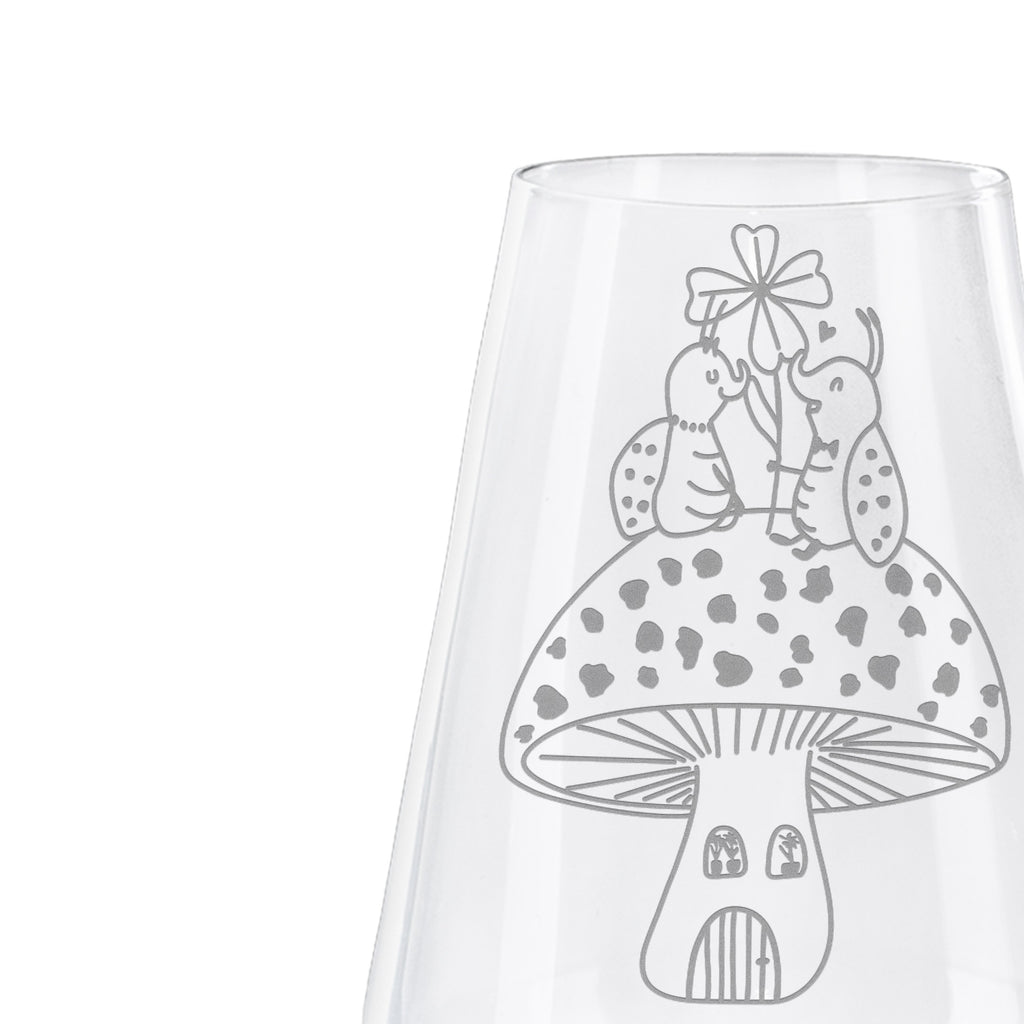 Weißwein Glas Marienkäfer Paar Fliegenpilz Weißweinglas, Weinglas, Weißwein Glas, Weinglas mit Gravur, Geschenk für Weinliebhaber, Spülmaschinenfeste Weingläser, Hochwertige Weinaccessoires, Tiermotive, Gute Laune, lustige Sprüche, Tiere, Haus, Wohnung, zuhause, Fliegenpilz, Marienkäfer, Fleigenpilzhaus