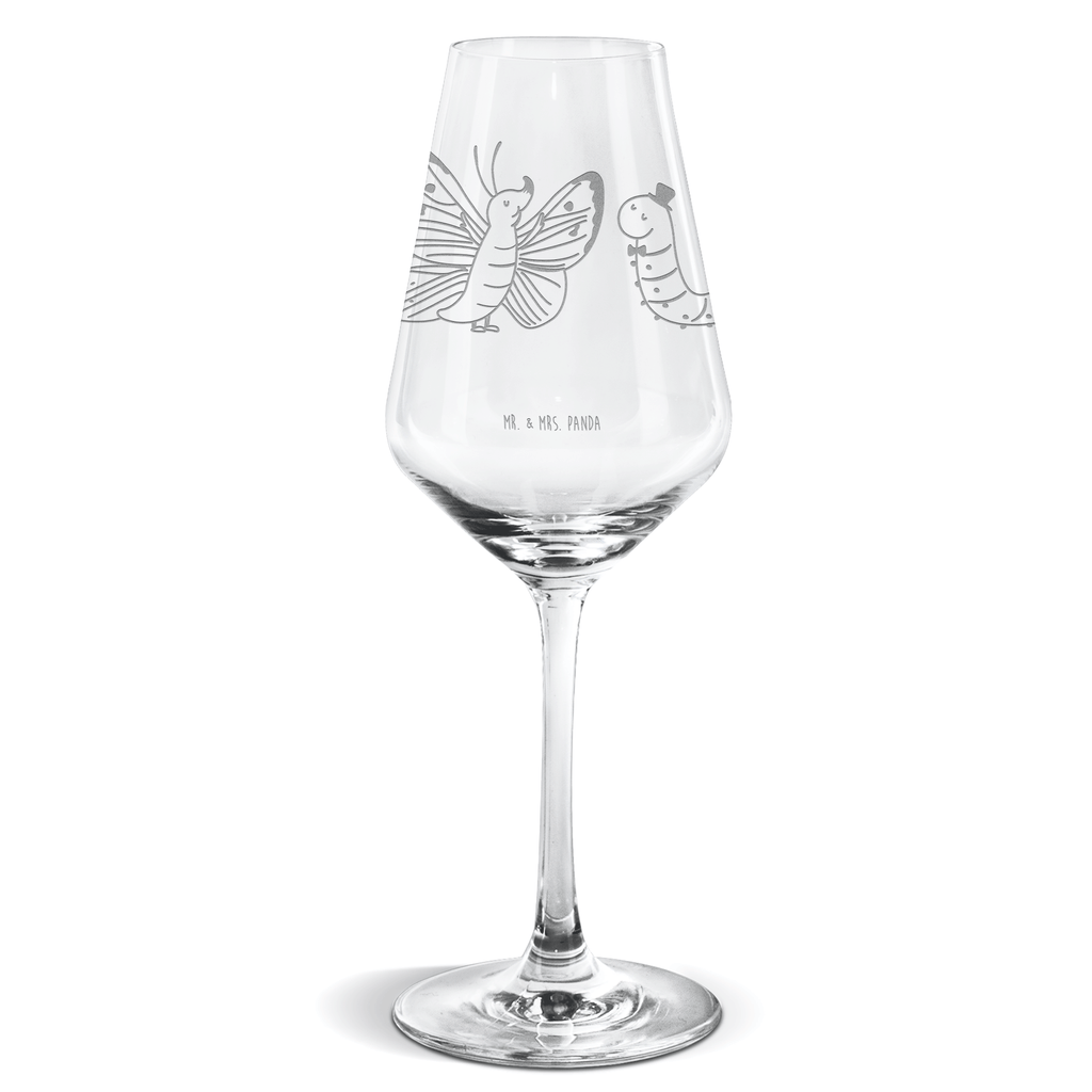 Weißwein Glas Raupe & Schmetterling Weißweinglas, Weinglas, Weißwein Glas, Weinglas mit Gravur, Geschenk für Weinliebhaber, Spülmaschinenfeste Weingläser, Hochwertige Weinaccessoires, Tiermotive, Gute Laune, lustige Sprüche, Tiere, Raupe, Schmetterling, Zitronenfalter, Entwicklung, Erwachsen werden, Kokon, Hut, Hütchen, Schönheit, Aufwachsen