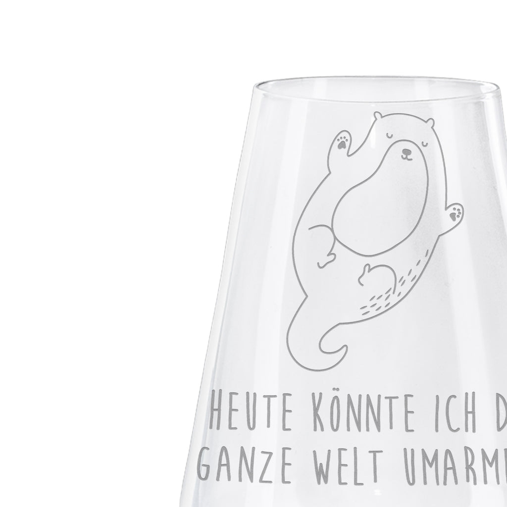 Weißwein Glas Otter Umarmen Weißweinglas, Weinglas, Weißwein Glas, Weinglas mit Gravur, Geschenk für Weinliebhaber, Spülmaschinenfeste Weingläser, Hochwertige Weinaccessoires, Otter, Fischotter, Seeotter, Otter Seeotter See Otter