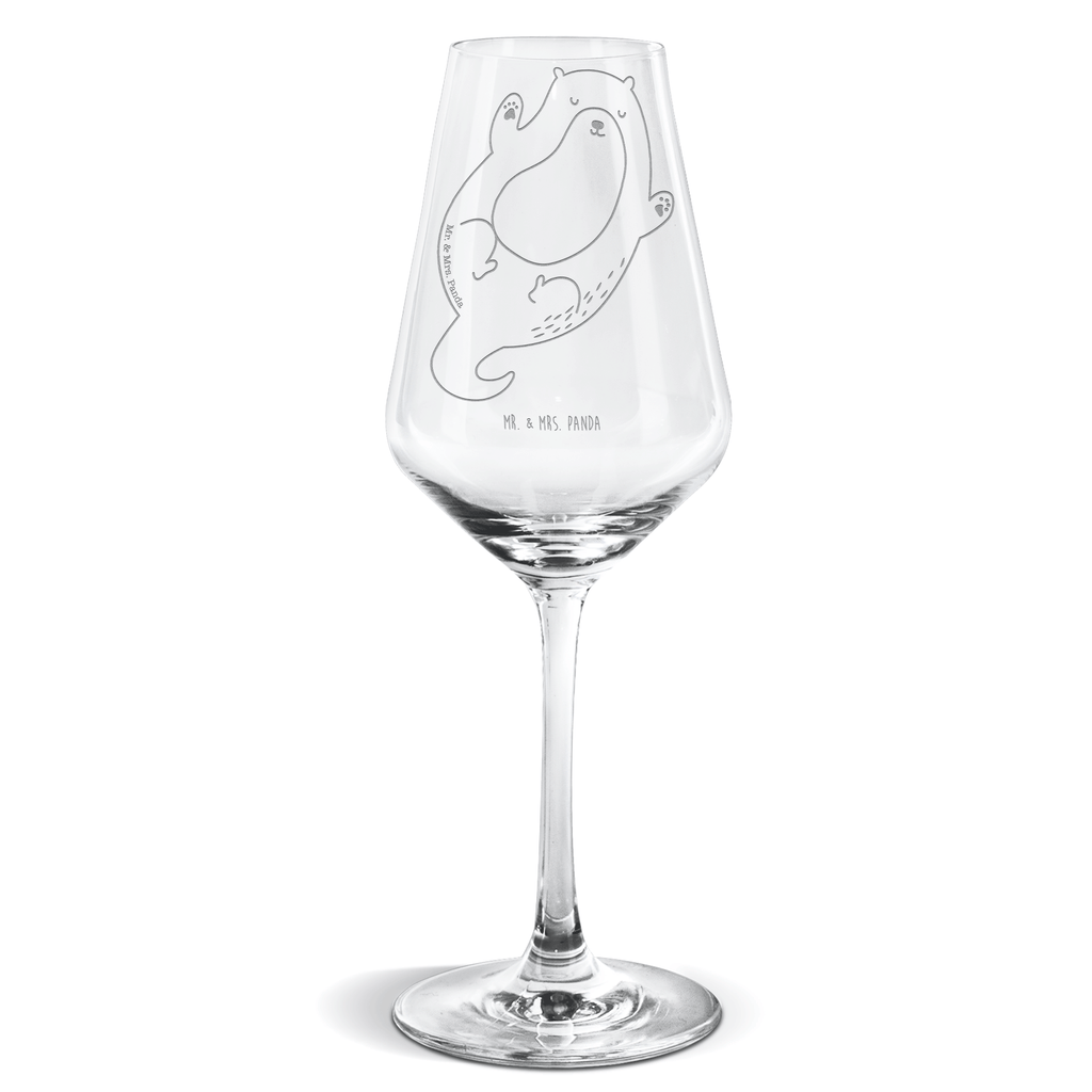 Weißwein Glas Otter Umarmen Weißweinglas, Weinglas, Weißwein Glas, Weinglas mit Gravur, Geschenk für Weinliebhaber, Spülmaschinenfeste Weingläser, Hochwertige Weinaccessoires, Otter, Fischotter, Seeotter, Otter Seeotter See Otter