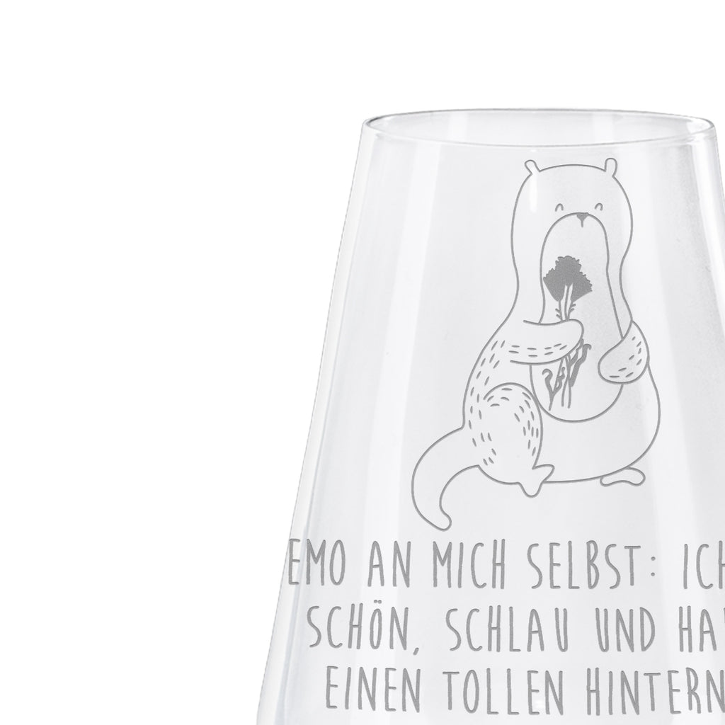 Weißwein Glas Otter Blumenstrauß Weißweinglas, Weinglas, Weißwein Glas, Weinglas mit Gravur, Geschenk für Weinliebhaber, Spülmaschinenfeste Weingläser, Hochwertige Weinaccessoires, Otter, Fischotter, Seeotter, Otter Seeotter See Otter