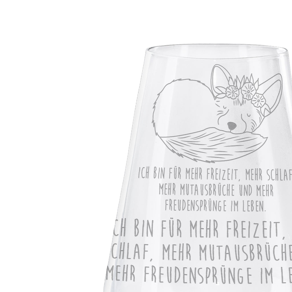 Weißwein Glas Wüstenfuchs Blumenkranz Weißweinglas, Weinglas, Weißwein Glas, Weinglas mit Gravur, Geschenk für Weinliebhaber, Spülmaschinenfeste Weingläser, Hochwertige Weinaccessoires, Afrika, Wildtiere, Wüste, Wüstenfuchs, Blumen, Blumenkranz, Glücklich