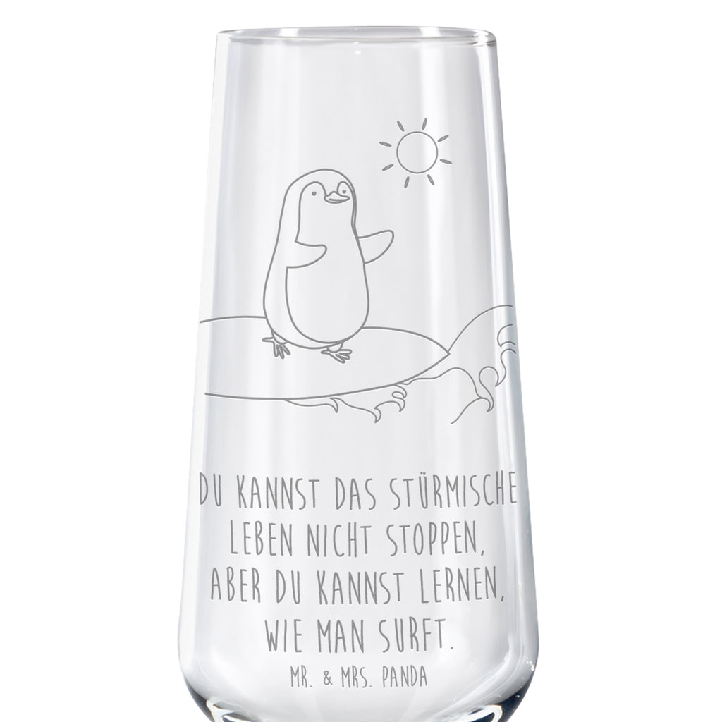 Sektglas Pinguin Surfer Sektglas, Sektglas mit Gravur, Spülmaschinenfeste Sektgläser, Pinguin, Pinguine, surfen, Surfer, Hawaii, Urlaub, Wellen, Wellen reiten, Portugal