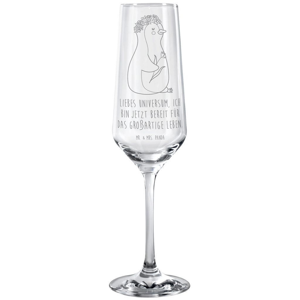 Sektglas Pinguin Blumenkranz Sektglas, Sektglas mit Gravur, Spülmaschinenfeste Sektgläser, Pinguin, Pinguine, Blumenkranz, Universum, Leben, Wünsche, Ziele, Lebensziele, Motivation, Lebenslust, Liebeskummer, Geschenkidee