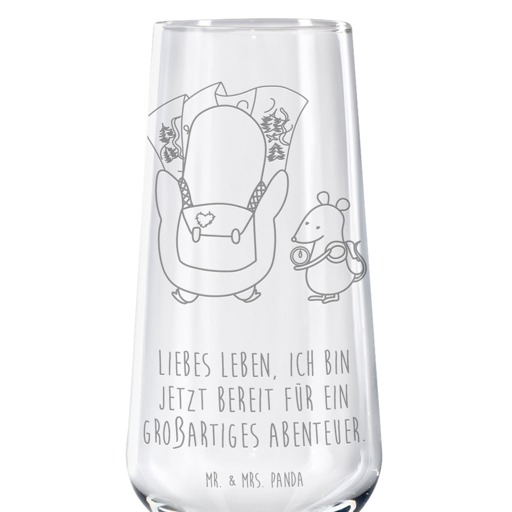 Sektglas Pinguin & Maus Wanderer Sektglas, Sektglas mit Gravur, Spülmaschinenfeste Sektgläser, Pinguin, Pinguine, Abenteurer, Abenteuer, Roadtrip, Ausflug, Wanderlust, wandern