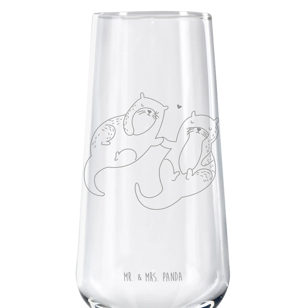 Sektglas Otter händchenhaltend Sektglas, Sektglas mit Gravur, Spülmaschinenfeste Sektgläser, Otter, Fischotter, Seeotter, Otter Seeotter See Otter