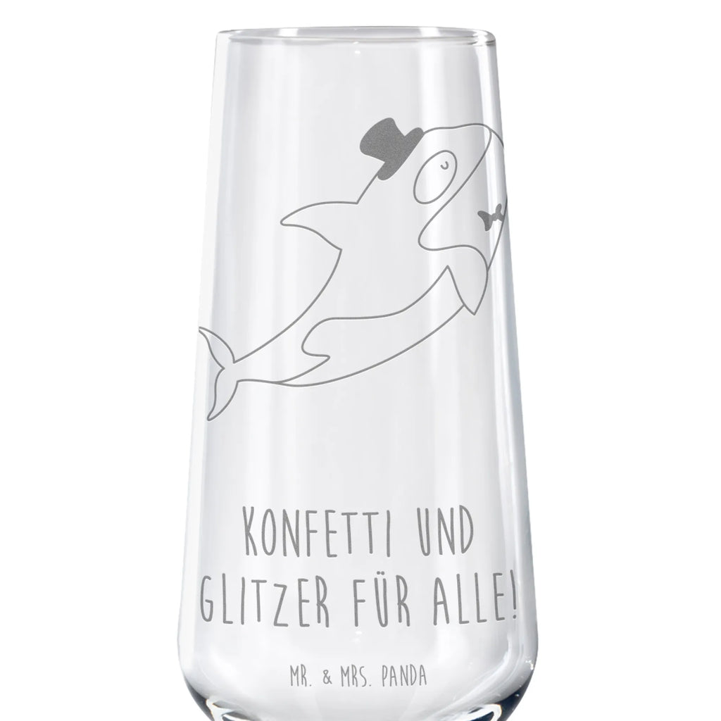 Sektglas Orca Zylinder Sektglas, Sektglas mit Gravur, Spülmaschinenfeste Sektgläser, Meerestiere, Meer, Urlaub, Narwal, Glitter, Konfetti, Glitzer, Geburtstag, Feier, Fete, Fest, Glückwunsch, Orca